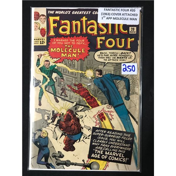 FANTASTIC FOUR #20 (1963) COVER ATTACHED 1ST APP MOLECULE MAN - MARVEL COMICS