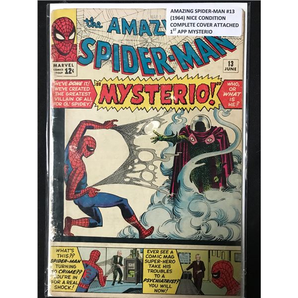 AMAZING SPIDERMAN #13 (1964) COMPLETE COVER ATTACHED 1ST APP MYSTERIO