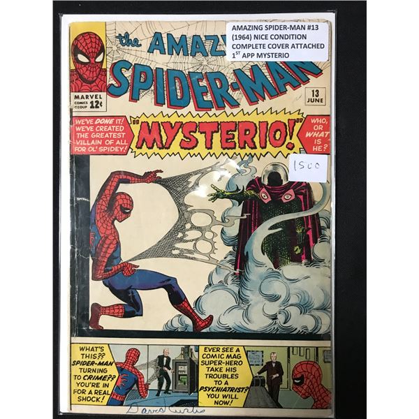 AMAZING SPIDERMAN #13 (1964) COMPLETE COVER ATTACHED 1ST APP MYSTERIO