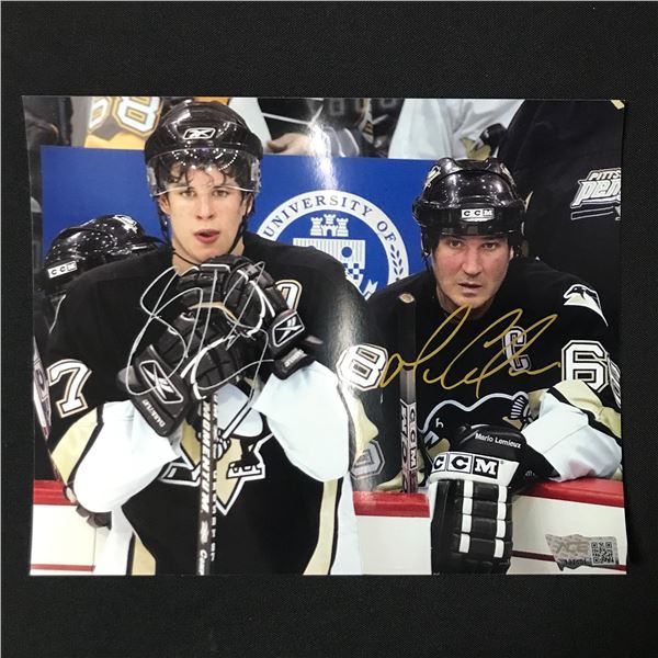 SIDNEY CROSBY AND MARIO LEMIEUX DUAL SIGNED 8X10 - ACE COA
