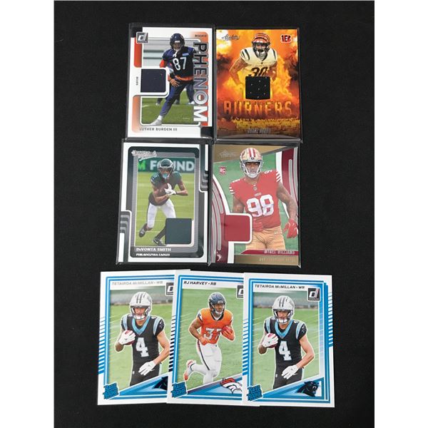 LOT OF 7 NFL TRADING CARDS INCLUDING 4 PATCH CARDS