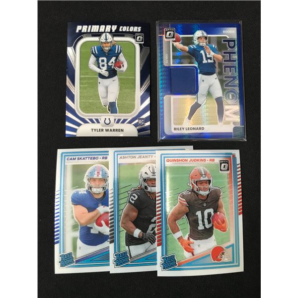 LOT OF 5 NFL TRADING CARDS INCLUDING 1 PATCH