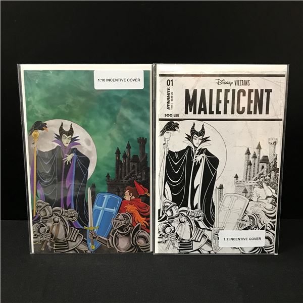 LOT OF 2 DISNEY VILLAINS MALEFICENT COMICS 1:7 & 1:10 VARIANT COPIES - DYNAMITE