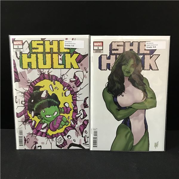 LOT OF 2 SHE HULK #1 COMICS VARIANT COVERS - MARVEL COMICS