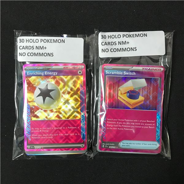 LOT OF 2 X 30 HOLO POKEMON CARDS NM+ NO COMMON