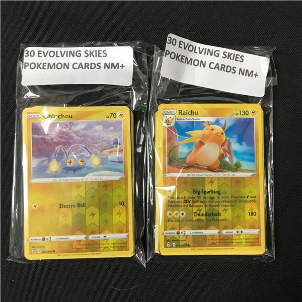 LOT OF 2 X 30 EVOLVING SKIES POKEMON CARDS NM+