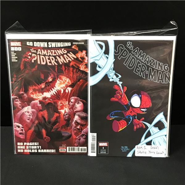 LOT OF 2 THE AMAZING SPIDERMAN COMICS INCLUDING #1 VARIANT - MARVEL COMICS