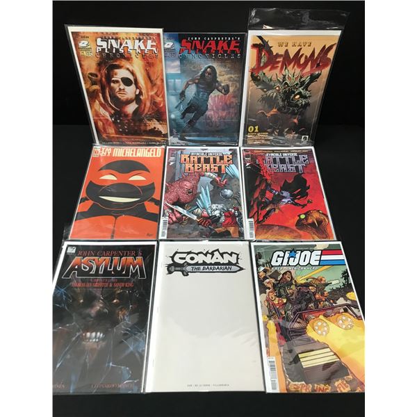 LOT OF 9 COMICS - VARIOUS TITLES AND PUBLISHERS INCLUDING SNAKE PLISSKEN CHRONICLES #1
