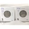 Image 1 : 1930 & 1932 Canada Silver 25 Cent Coins