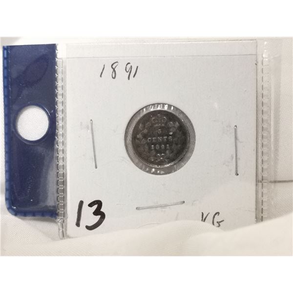 1891 Canada Silver 5 Cent Coin