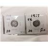 Image 3 : (3) Canada Silver 5 Cent Coins - 1916, 1918, 1919
