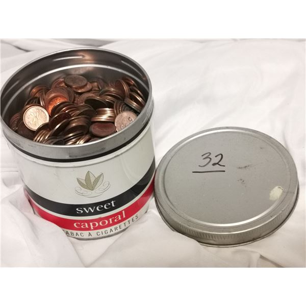 Tobacco Can Full of 1 Cent Coins
