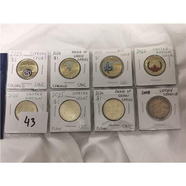 Eight special edition Canadian 1 dollar coins