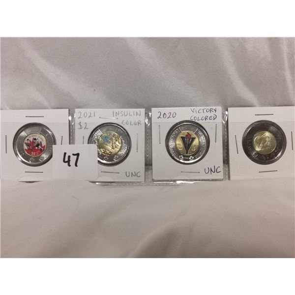 4 unc 2 dollar coins