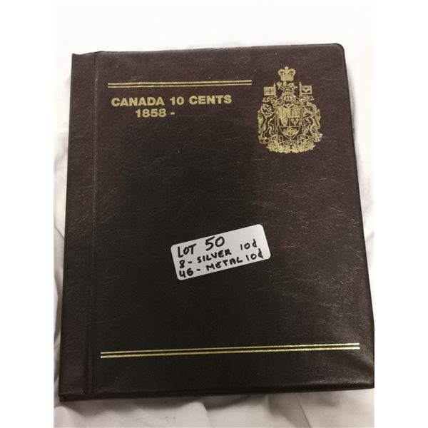 10 cent book with 8 silver 10 cent and 46 metal 10 cent coins