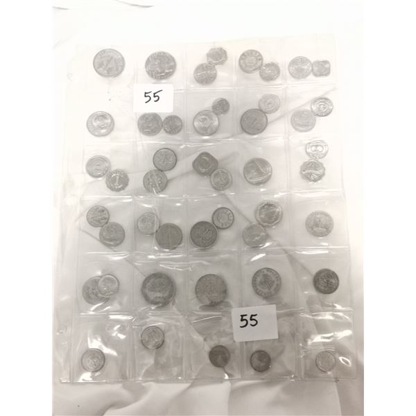 Page of aluminum foreign coins