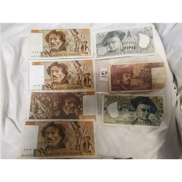 7 French bank notes