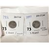 Image 1 : 1897 & 1912 Silver Great Britian 3-pence Coin