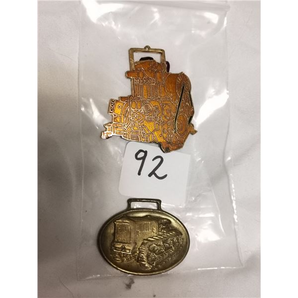 (2) Pocket Watch Fobs (Cleveland Tractor & Engine)