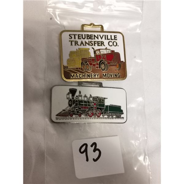 (2) Advertising Pocket Watch Fobs