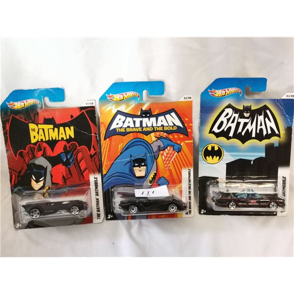 (3) Batman Hot Wheels Cars