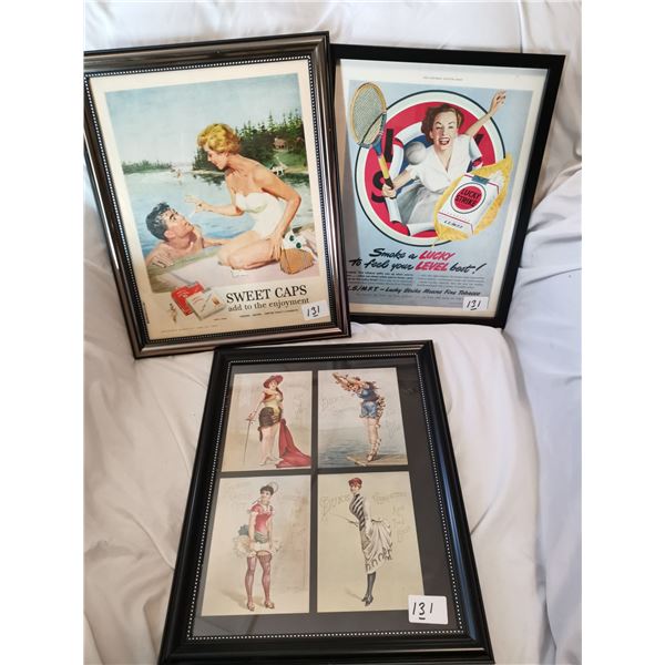 (3) Framed Cigarette Advertisements (inc. 2 original)