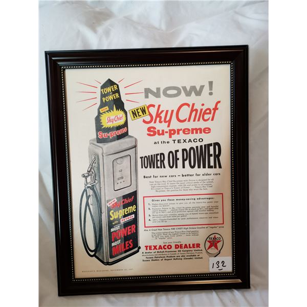 Texaco Sky Chief Framed Original Ad