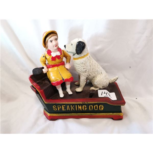 Cast Iron Speaking Dog Mechanical Piggy Bank - as-is