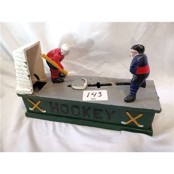 Cast Iron Hockey Mechanical Piggy Bank - as-is