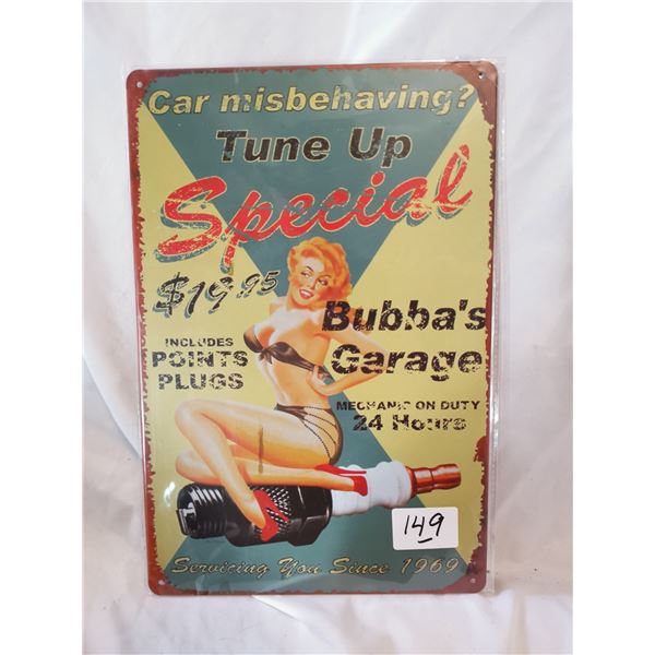 “Special Tune Up” Pin Up Advertising Tin Sign, 12x8”