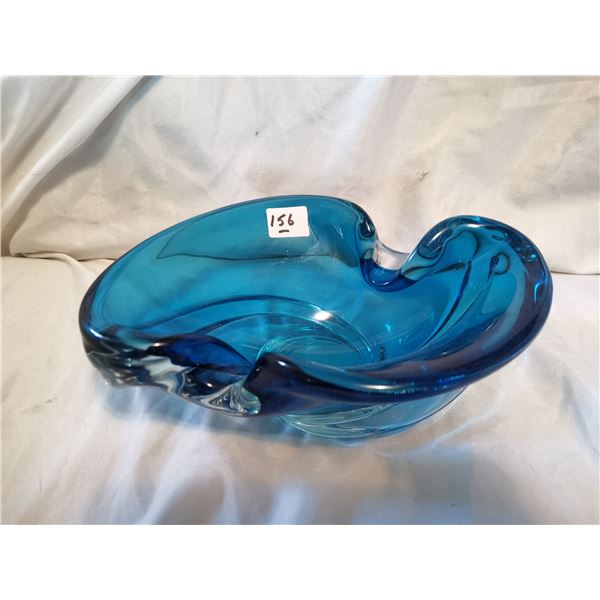 Chalet Blown Glass Blue Candy Dish, 9.5” L