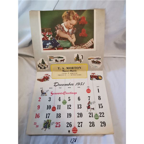 1951 Massey Harris Calendar – Quill Lake, SK