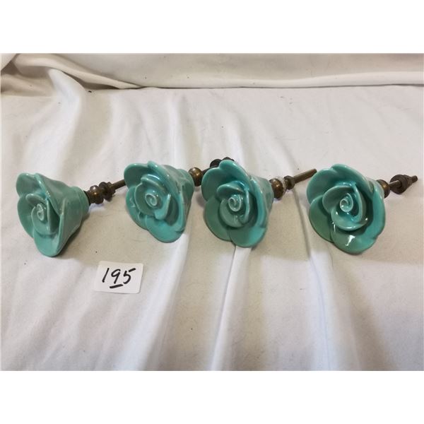 (4) Very Old Flower Shape Knobs