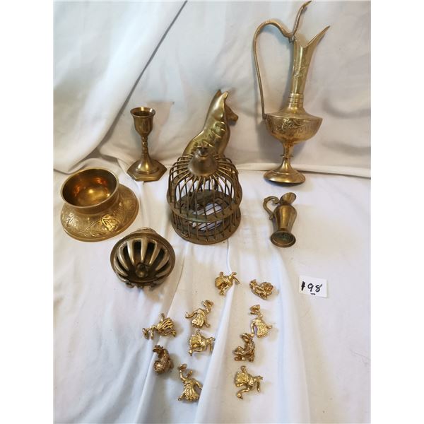 Lot of Assorted Brass Items. Inc. Bell, Vase, Figurines, etc.