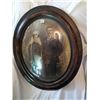 Image 1 : Antique Oval Bubble Glass Picture in Frame, 25x21”