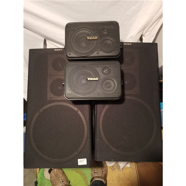 (2) Sony & (2) Teac Speakers, Great Condition