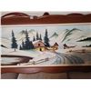 Image 3 : Large Cabin View Swiss Oil Painting.  54”x 32”