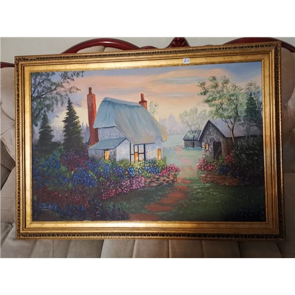 Large Country Side Oil Painting, E. Nesdoly.  41”x 30”