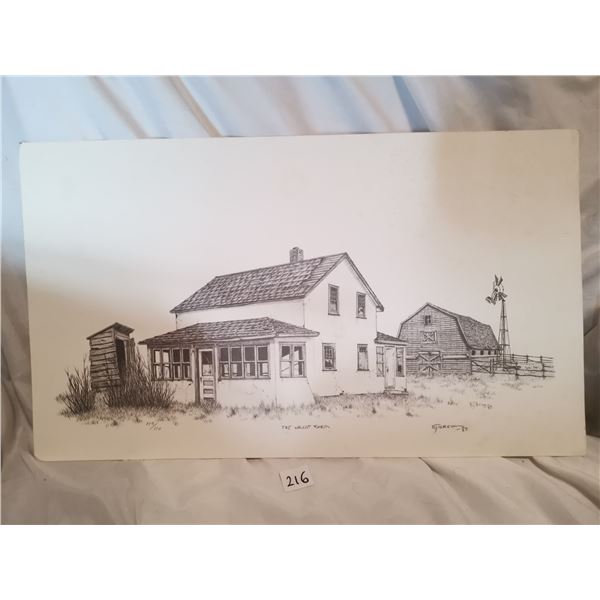 Bernie Brown Drawing “The Vacant Farm”. 18x11”