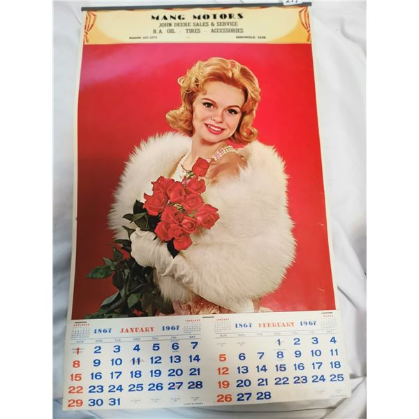 1967 Mang Motors (John Deere, B.A.) Calendar.  Edenwold, SK