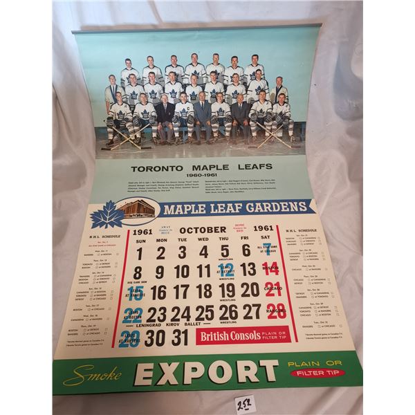 1960-61 Maple Leaf Gardens Calendar, Full Year, Great Condition