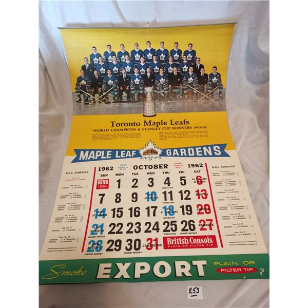 1962 Maple Leaf Gardens Calendar, Full Year, Great Condition