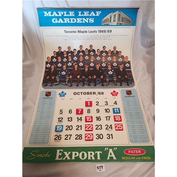 1968-69 Maple Leaf Gardens Calendar, Full Year, Great Condition