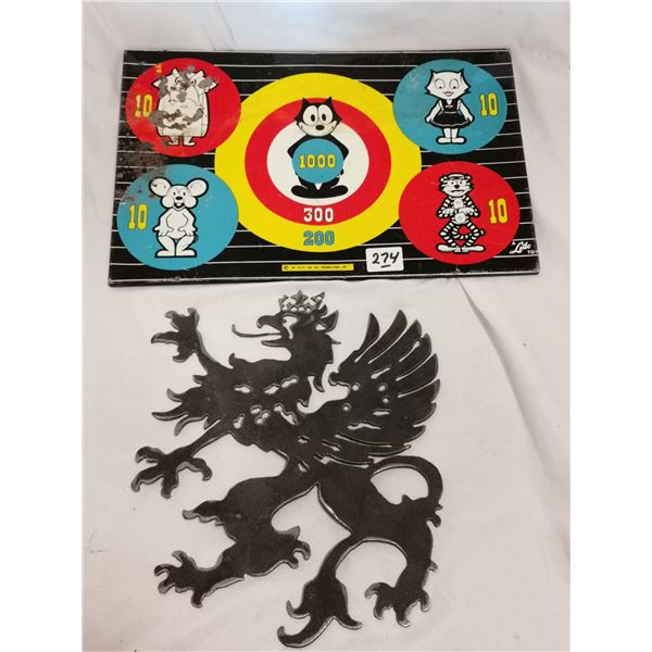 Felix the Cat Scoring Board, Metal Emblem