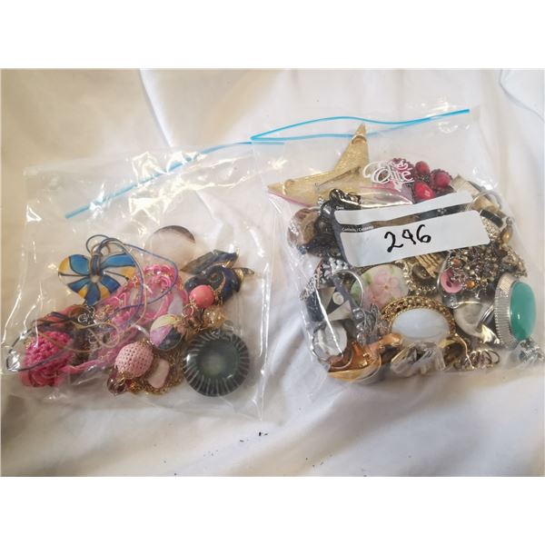(2) Bags of Jewelry.  Broaches, Necklaces, Pendants, etc.