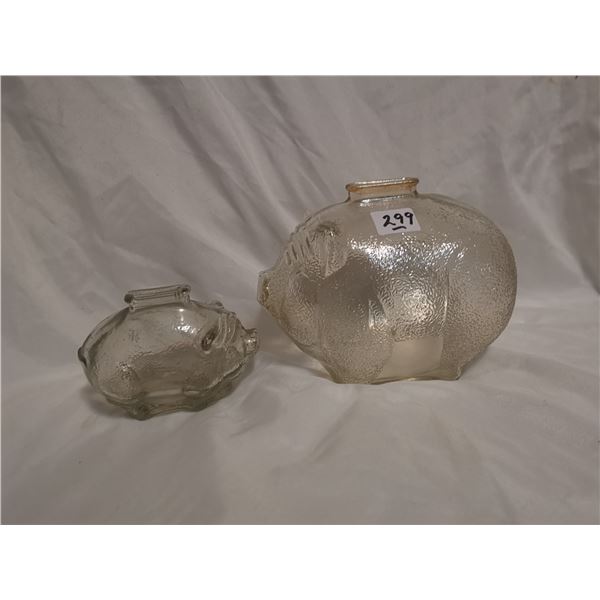 (2) 1950’s Glass Piggy Banks
