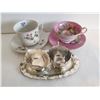 Image 1 : (2) Cup and Saucer Sets (Occupied Japan), Silver Plated Cream & Sugar Set w/ Tray