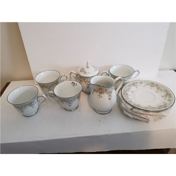 (4) Noritake Cups and Saucers w/ Cream & Sugar Bowl
