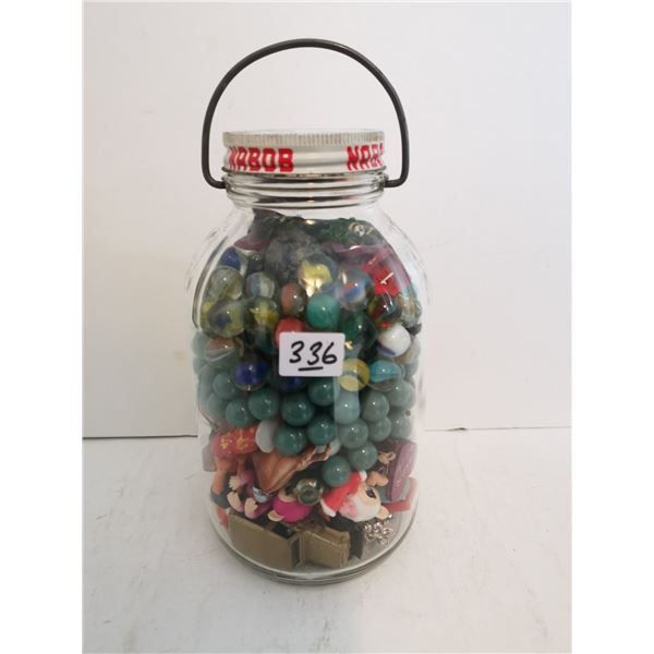 Vintage Nabob Coffee Jar full of Trinkets