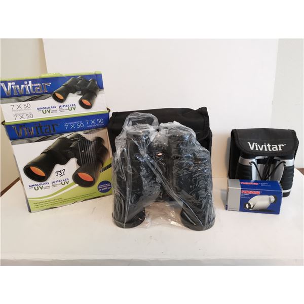 (2) Binoculars, (1) Panaview Monocular.  All in Original Case/Boxes